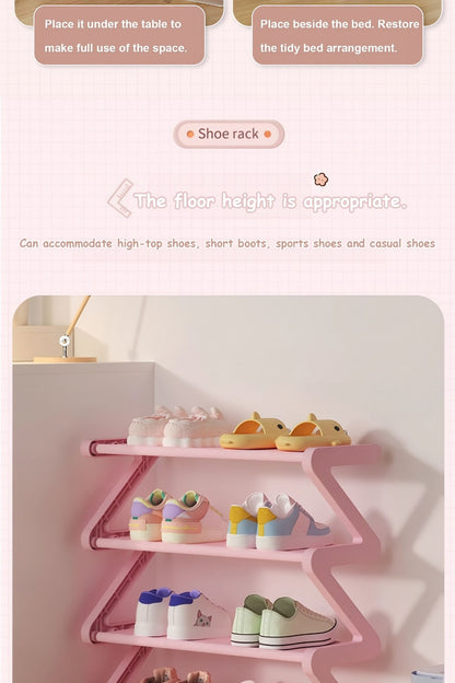 Multi-Layer Shoe Rack Freestanding Stackable Z-Shaped Plastic Shoe Organizer with Independent Storage Boxes Easy Assembly No Tools Required Space Saving