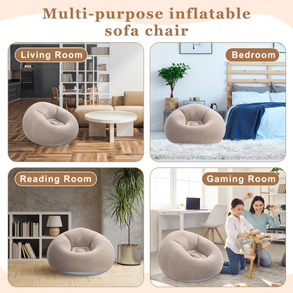 1pc Soybean Bag Chair, Inflatable Sofa Chair, Soft, Comfortable, Outdoor, Lazy Seat, Tatami Chair, Sofa Cover, Lazy Sofa, Circular Single Sofa, Living Room, Office Lunch Break, Outdoor Picnic Camping, Father's Day Gift