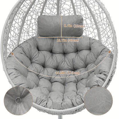 [Soft Egg Chair Cushion] Soft Thick Swing Egg Chair Pad Cushion | Hammock Replacement with Headrest for Indoor Outdoor Garden Patio (ONLY Cushion, WITHOUT CHAIR)