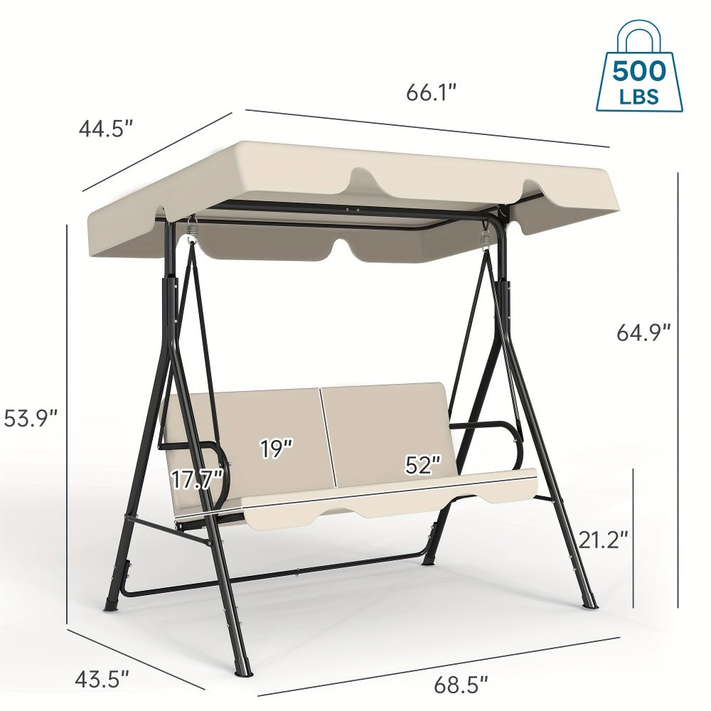 Outdoor Swing Glider for Adults with Canopy, Adjustable Bracket Rust-Resistant Modern Design Patio Garden Backyard Porch Swing Chair – Black Beige Coffee Brown Red Green Blue