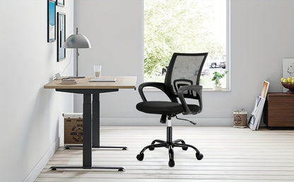 Mid Back Ergonomic Mesh Office Chair with Armrest & Lumbar Support – Swivel Rolling Computer Desk Chair for Home Office & Work, Black, Pink, White, Blue, Grey, Green, Orange, Red