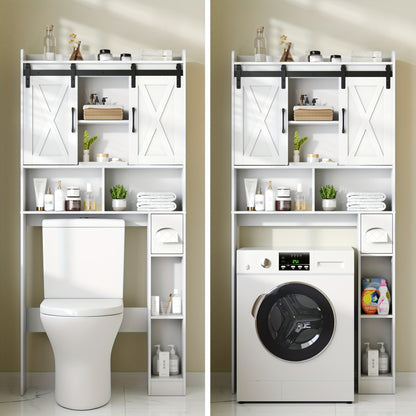 Over-The-Toilet Storage Cabinet with Toilet Paper Holder Stand - Space-Saving -Standing Bathroom Shelf, /Plywood Suitable for Bathroom, Restroom, Laundry Room, Modern with Assembly (No Wall-Mount)