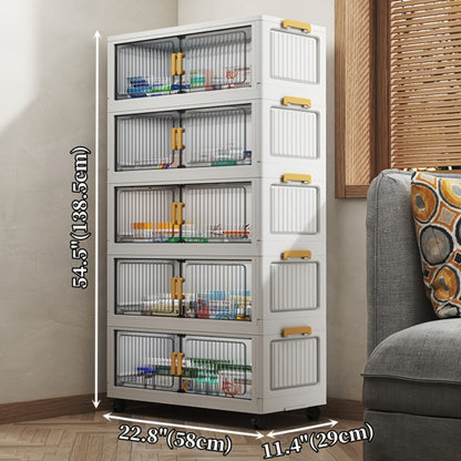 50CM-19.7" Large Capacity Foldable Medicine Cabinets with Lid, 3/4/5/6 Tier Stackable Medicine Box/Organizer with Casters, Multi-Purpose Cube Storage, Toilet Paper Storage Container, for Home, Office, Dorm Organization & Storage (Transparent)