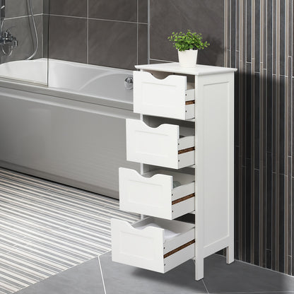 Concise 4 Drawers Storage Cabinet, Storage Drawer Unit, Space-Saving for Daily Organization, White