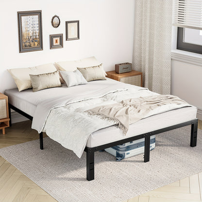 [Metal Platform Bed Frame] Bed Frame - 4 Size Platform Bed Frame Metal Mattress Foundation with Steel Slat Support, No Box Spring Needed, Storage Space Under Frame, Easy Assembly, Black
