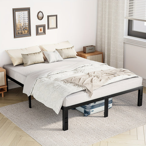 [Metal Platform Bed Frame] Bed Frame - 4 Size Platform Bed Frame Metal Mattress Foundation with Steel Slat Support, No Box Spring Needed, Storage Space Under Frame, Easy Assembly, Black