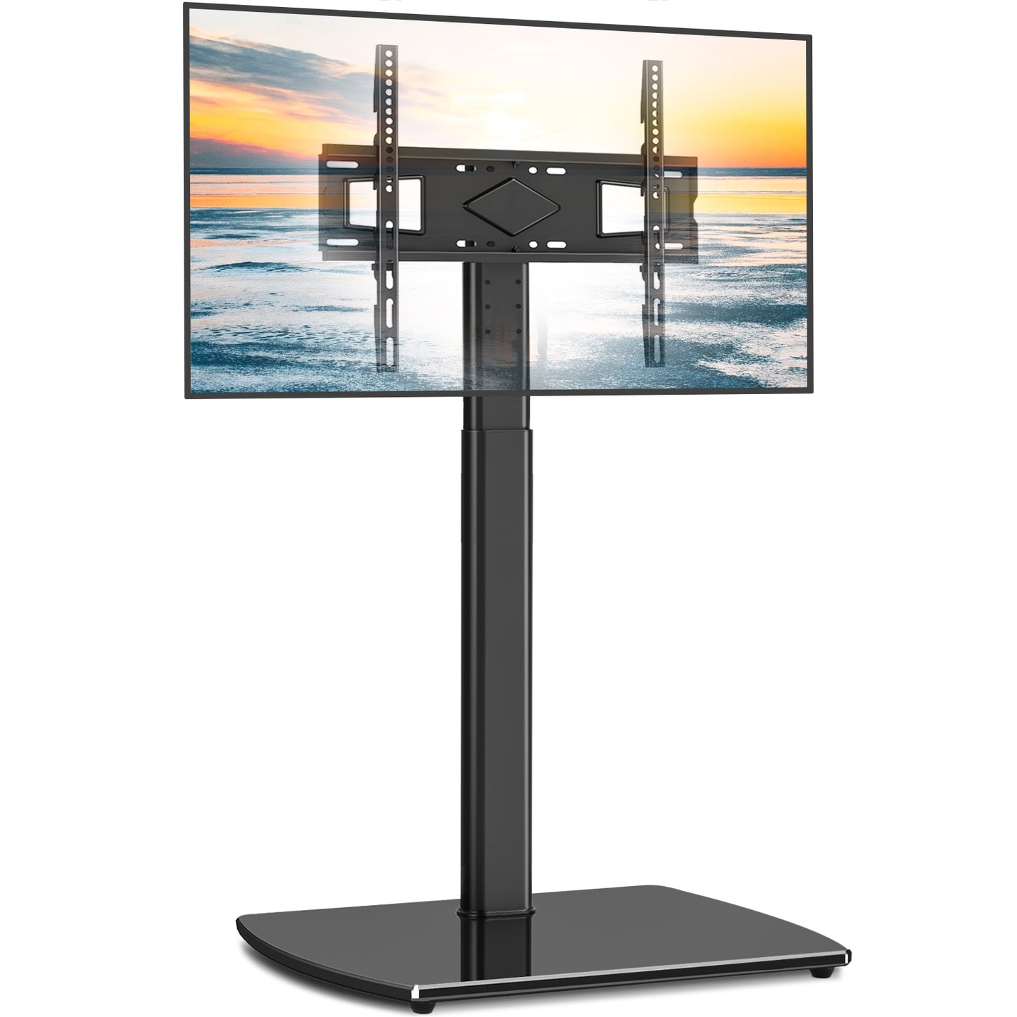 Swivel TV Floor Stand with Mount for Apple TV/Roku Ultra, Universal for 32-65 Inch LCD LED Flat Screen, Height Adjustable TV Mount Stand with Shelf, Space Saving Corner TV Stand for Home Office,C