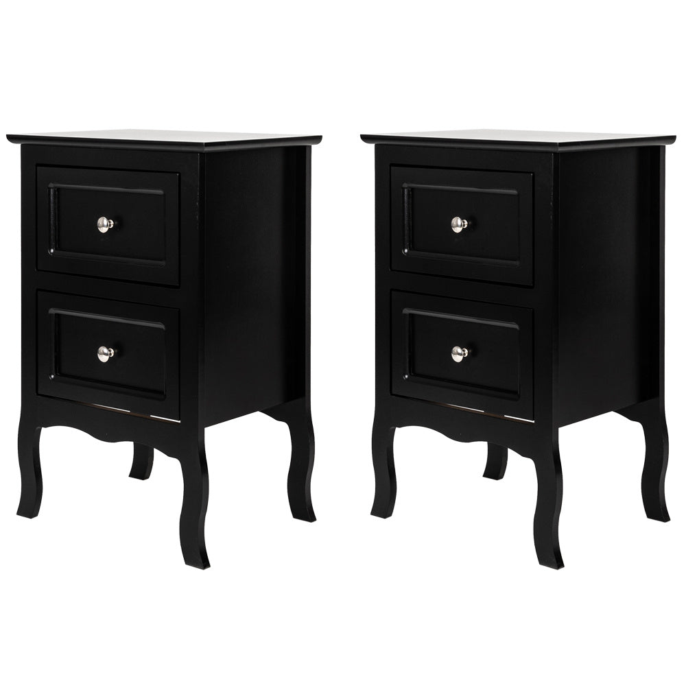 LEADZM 2pcs Country Style Nightstand, Wood Nightstands With 2 Drawers, Bed Side Table/ Night Stand For Bedroom, College Dorm, Living Room
