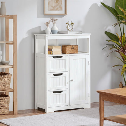 Costoffs Bathroom Storage Cabinet with Drawers, Moisture-Resistant Modern Cabinet Organizer with Multiple Tiers Shelves Storage, Easy-Clean Surface Bathroom Cabinet for Bathroom Living Room
