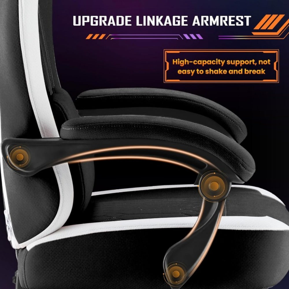 Ergonomic Computer Gaming Chair with Footrest, Lumbar Support & Headrest – Height Adjustable Office Chair with Armrests & Rollers, Black, Light Green, Blue
