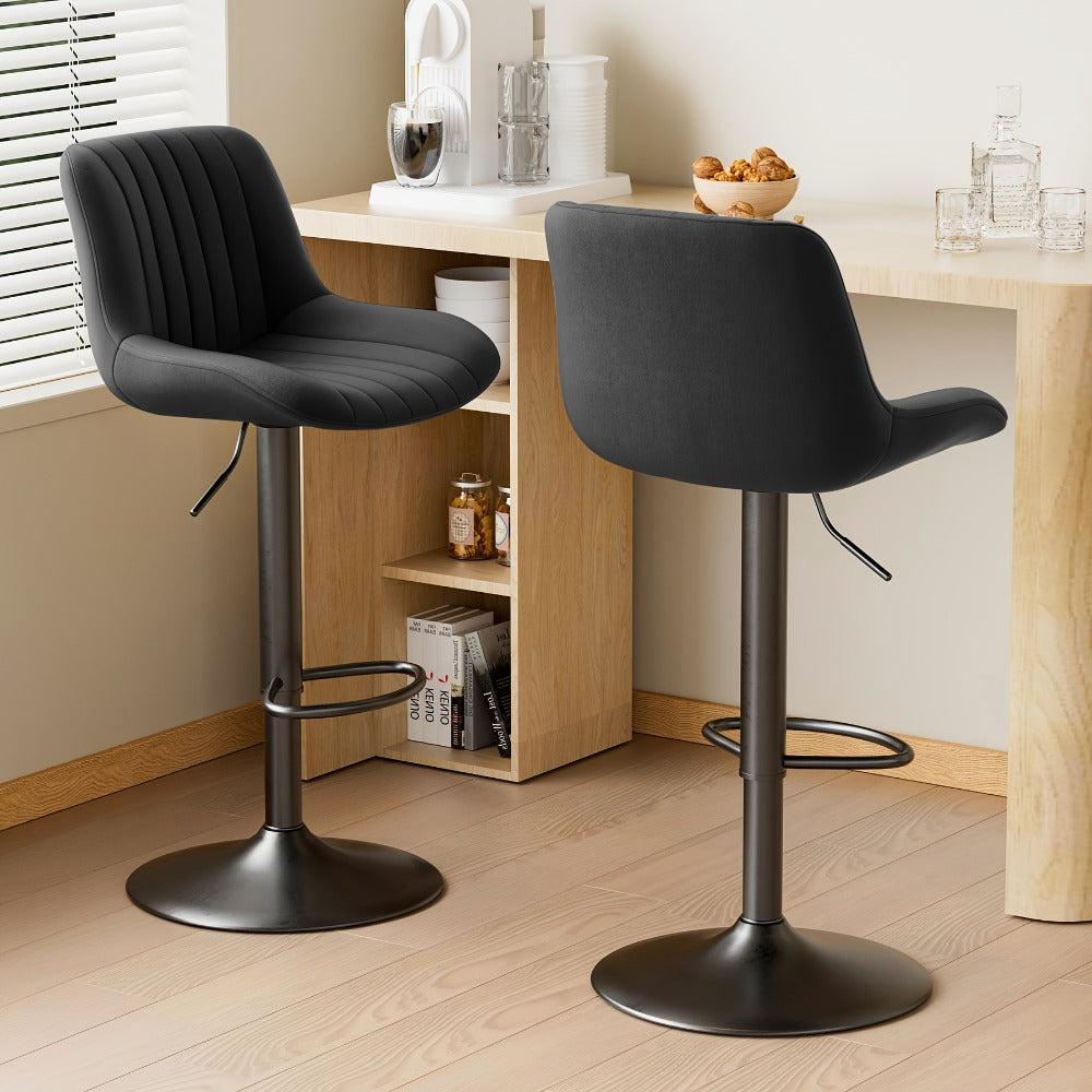 Counter Height Bar Stools Set of 1 2 3 4 Adjustable Swivel Upholstered Barstools with Back & Footrest for Kitchen Counter & Island – 6 Colors