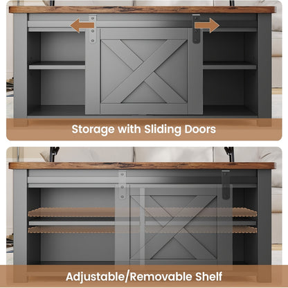 Farmhouse Lift Top Coffee Table with Storage, Square Coffee Table with Large Hidden Storage Compartment And Adjustable Shelves for Living Room, Black/White/Grey/Blue