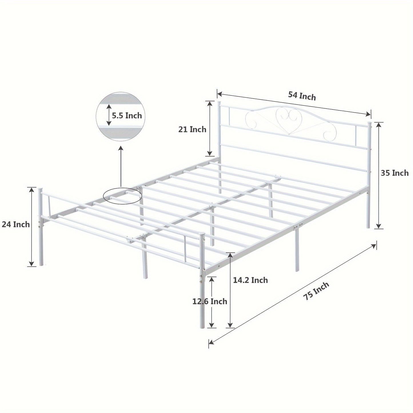 Metal Platform Bed Frame with Headboard and Footboard Steel Slat Support No Box Spring Needed Noise Free - Twin Full Queen Sizes for Bedroom Guest Room Dorm | Black White Gold Pink