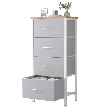 4 Drawer Dresser Organizer Storage Drawers, Chest Of Drawers With Fabric Bin, Steel Frame, Wood Top, Use For Lab, Closet, Black/Brown/White/Gray To Choose