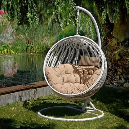 [Soft Egg Chair Cushion] Soft Thick Swing Egg Chair Pad Cushion | Hammock Replacement with Headrest for Indoor Outdoor Garden Patio (ONLY Cushion, WITHOUT CHAIR)