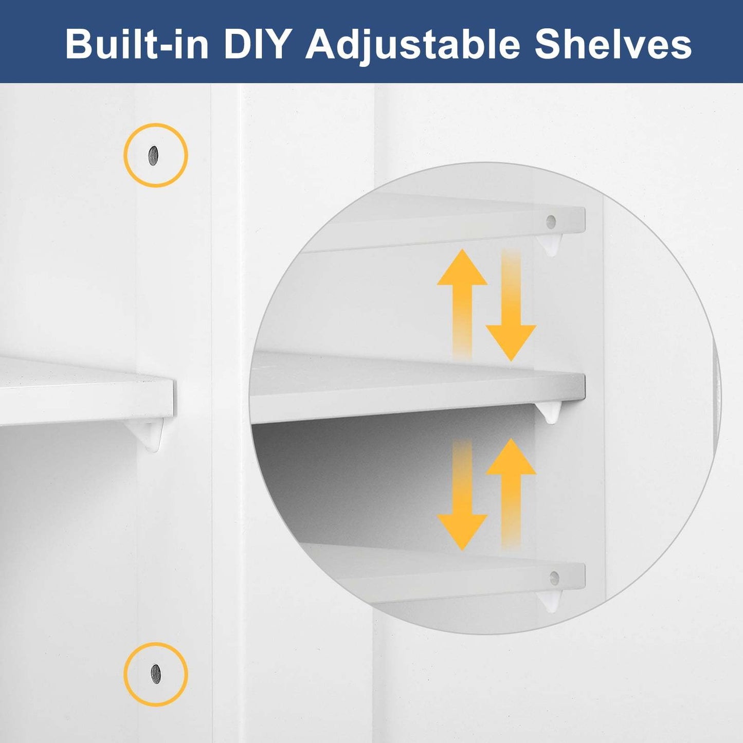 Bathroom Floor Cabinet, Side Storage Organizer with 4 Drawers, 1 Cupboard 2-Shelves, White