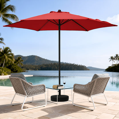 Outdoor Patio Umbrella, Heavy Duty Round Market with 6 Sturdy Ribs, Air Vent & UV Protection, for Garden Deck Backyard Poolside Beach, 7.5ft, No Base Included