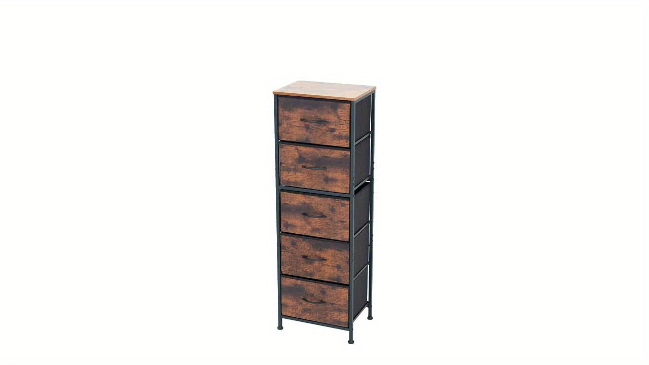 5-Drawer Heavy-Duty Storage Cabinet with Sturdy Steel Frame & Wood Top Rack - Freestanding Unit, 27"+ Height, 3.2+ Cu Ft Capacity, Multi-Drawer Organizer for Home, Office, Bedroom, Basement - Easy Assembly (Available in 4 Colors)