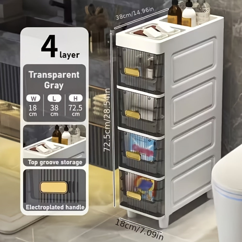 Slim Storage Cabinet with Drawers, Waterproof PP Material, 3 4 5 6 Layer Drawer Unit for Bathroom Kitchen Bedroom Small Spaces Organization