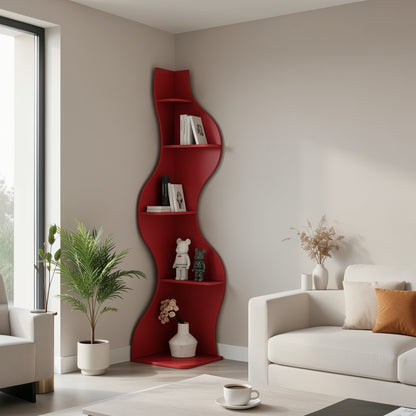 Corner Bookshelf, 5 Tier Modern Bookshelf Black Bookcase Small Storage Rack Wall Stylish