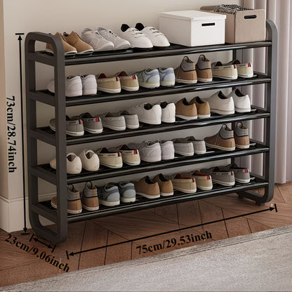 5-Layer Space-Saving Shoe Rack – Holds 18 Pairs | Black & White