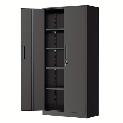 Lockable Metal Storage Cabinet 71"H with Adjustable Shelves & Locking Doors – Freestanding Steel Organizer for Garage, Gym, Home Office & School