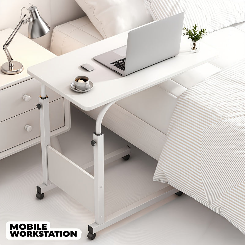 1 Movable Multifunctional Computer Desk, Home Bedroom Bedside Table Computer Desk, Bedroom, Living Room Dormitory, Lazy And Simple Student Writing Desk, Movable And Adjustable Height Laptop Desk, 360 Degree Rotating Wheels, Perfect Birthday Gift.