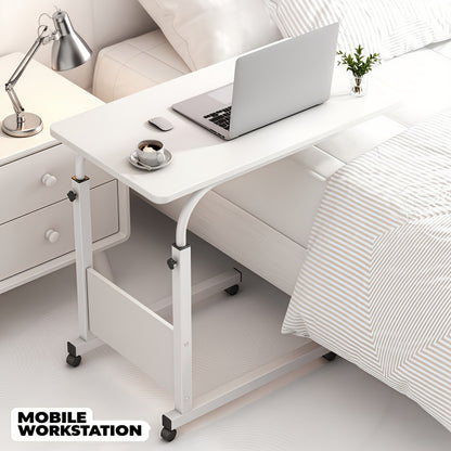 1 Movable Multifunctional Computer Desk, Home Bedroom Bedside Table Computer Desk, Bedroom, Living Room Dormitory, Lazy And Simple Student Writing Desk, Movable And Adjustable Height Laptop Desk, 360 Degree Rotating Wheels, Perfect Birthday Gift.
