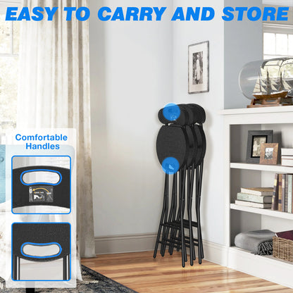 Rfiver Folding Stool, 1 Pack 24 inch Folding Bar Stool with Backrest and Handle, Foldable Stools for Adults Up to 350lbs, Collapsible Round Folding Counter Height Stool Chair for Camping Kitchen