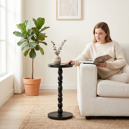 Coffee Table, Small Side Table with Solid Wood Legs, Small Space Modern Accent Table for Plant Display, Plant Stand, Bedroom And Living Room And Office Essential