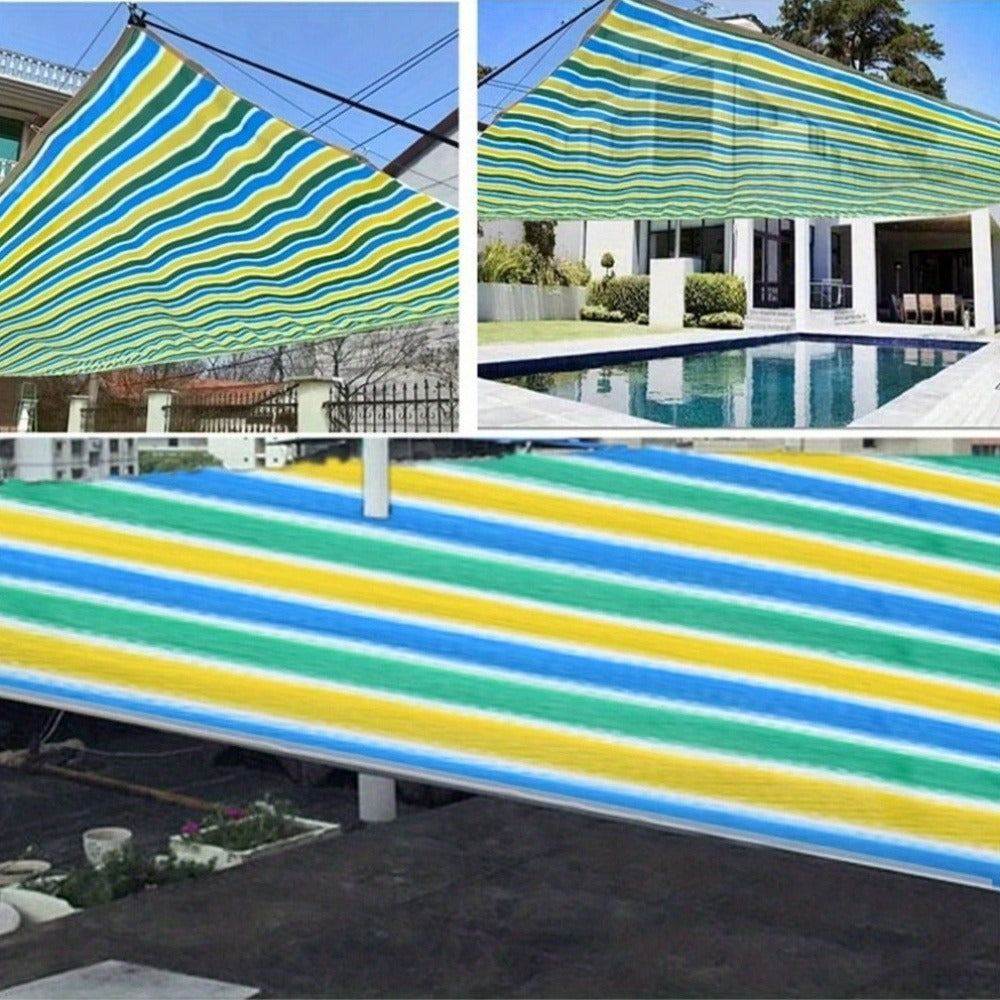 Sun Shade Net Striped Multicolor 90% Sunblock Breathable HDPE Plastic Corner Guards – 2 Sizes Outdoor Shade Cloth for Garden Terrace Balcony Carport Picnic