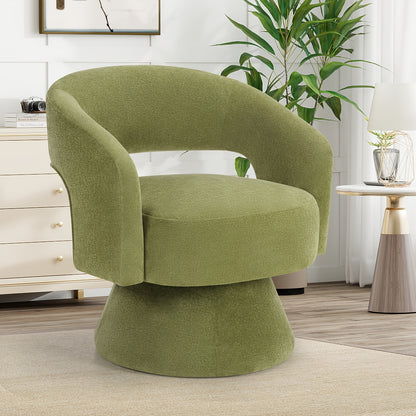 360 Degree Swivel Barrel Chair Modern Velvet Accent Chair Comfy Round Armchair Swivel Accent Chair for Living Room Orange