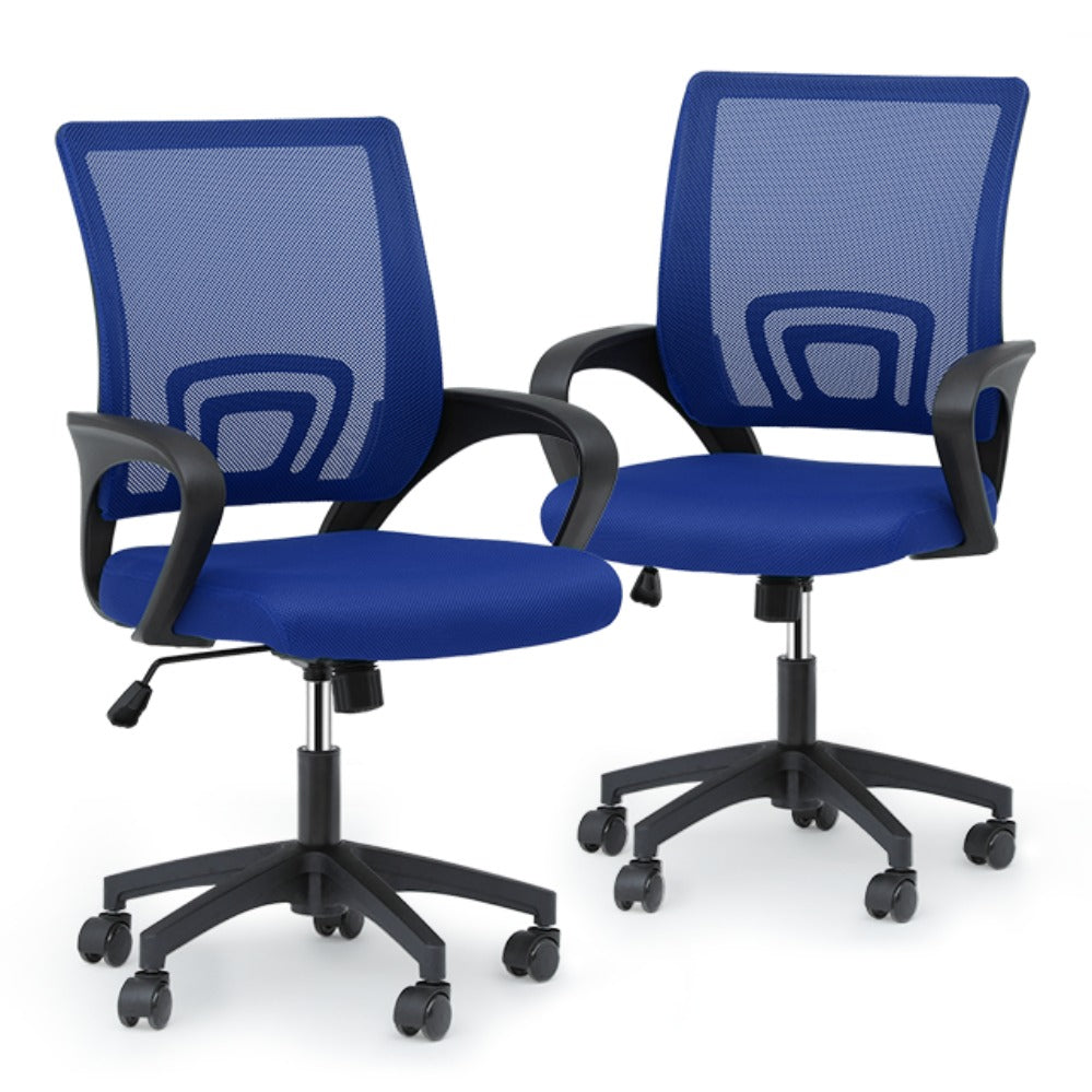 Ergonomic Office Chair Mid-Back Mesh Swivel Desk Chair with Lumbar Support Adjustable Height Sponge Seat Rolling Wheels, 300 lbs Capacity, 6 Colors, 1 or 2 Pack