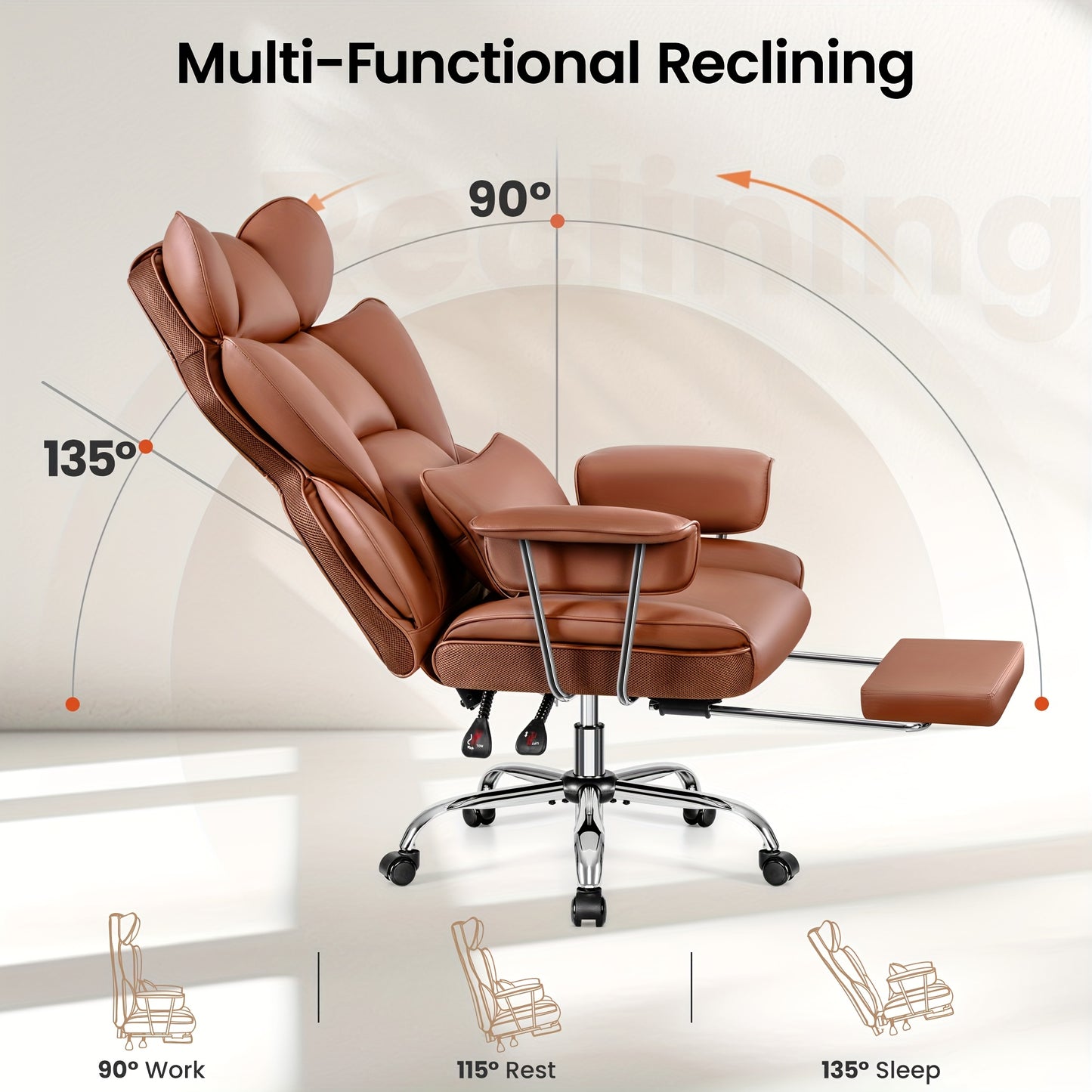 KERDOM Big & Tall Executive Office Chair with Footrest - Heavy Duty 500lbs Capacity Ergonomic High Back Reclining Chair, Adjustable Height, Lumbar Support & Manual Recline, Heavy-Duty Swivel Computer Desk Chair with Soft Cushioned & Backrest for Hom