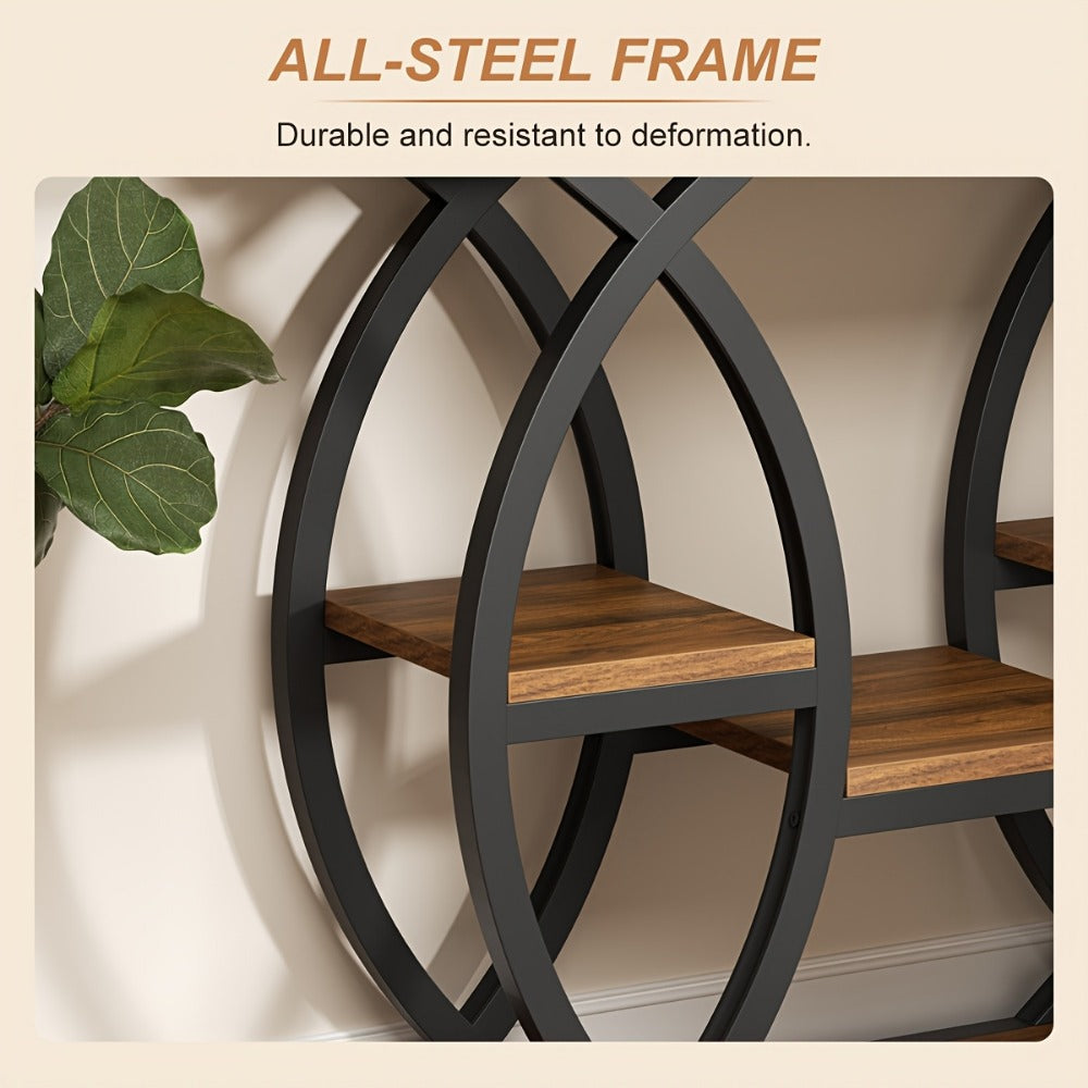 Console Table 39 Inch with 4-Tier Storage Shelves, Narrow Entryway Sofa Table Wood & Metal Frame for Hallway, Living Room & Small Spaces
