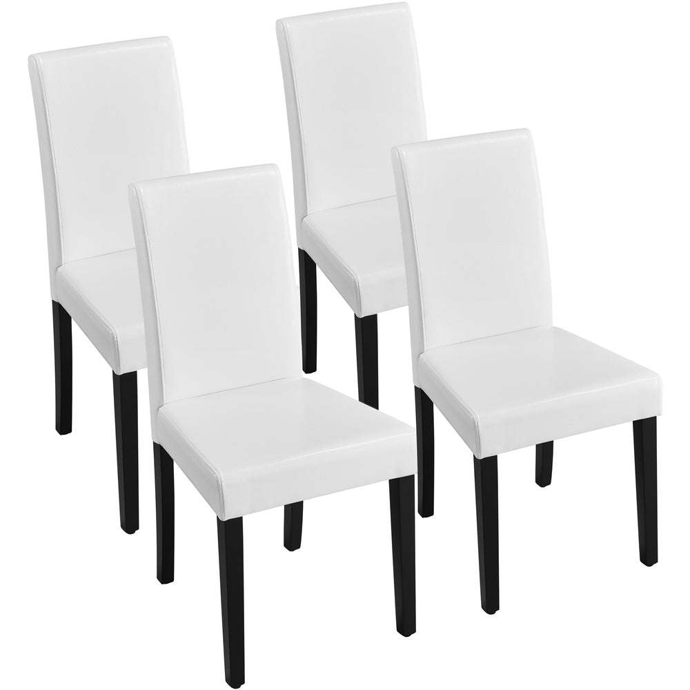 Costoffs Upholstered Dining Chairs Set of 2/4, Padded Leather Side Chairs with High Back & Rubberwood Legs, Modern Kitchen Chairs for Home, Kitchen & Restaurant, Black/White/Gray/Brown