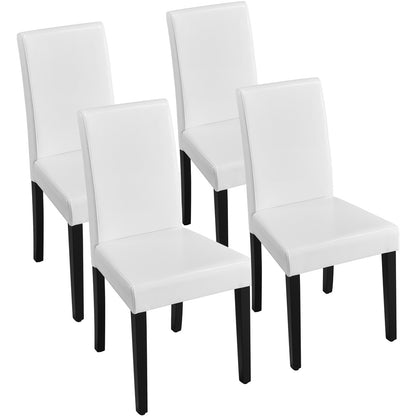 Costoffs Upholstered Dining Chairs Set of 2/4, Padded Leather Side Chairs with High Back & Rubberwood Legs, Modern Kitchen Chairs for Home, Kitchen & Restaurant, Black/White/Gray/Brown