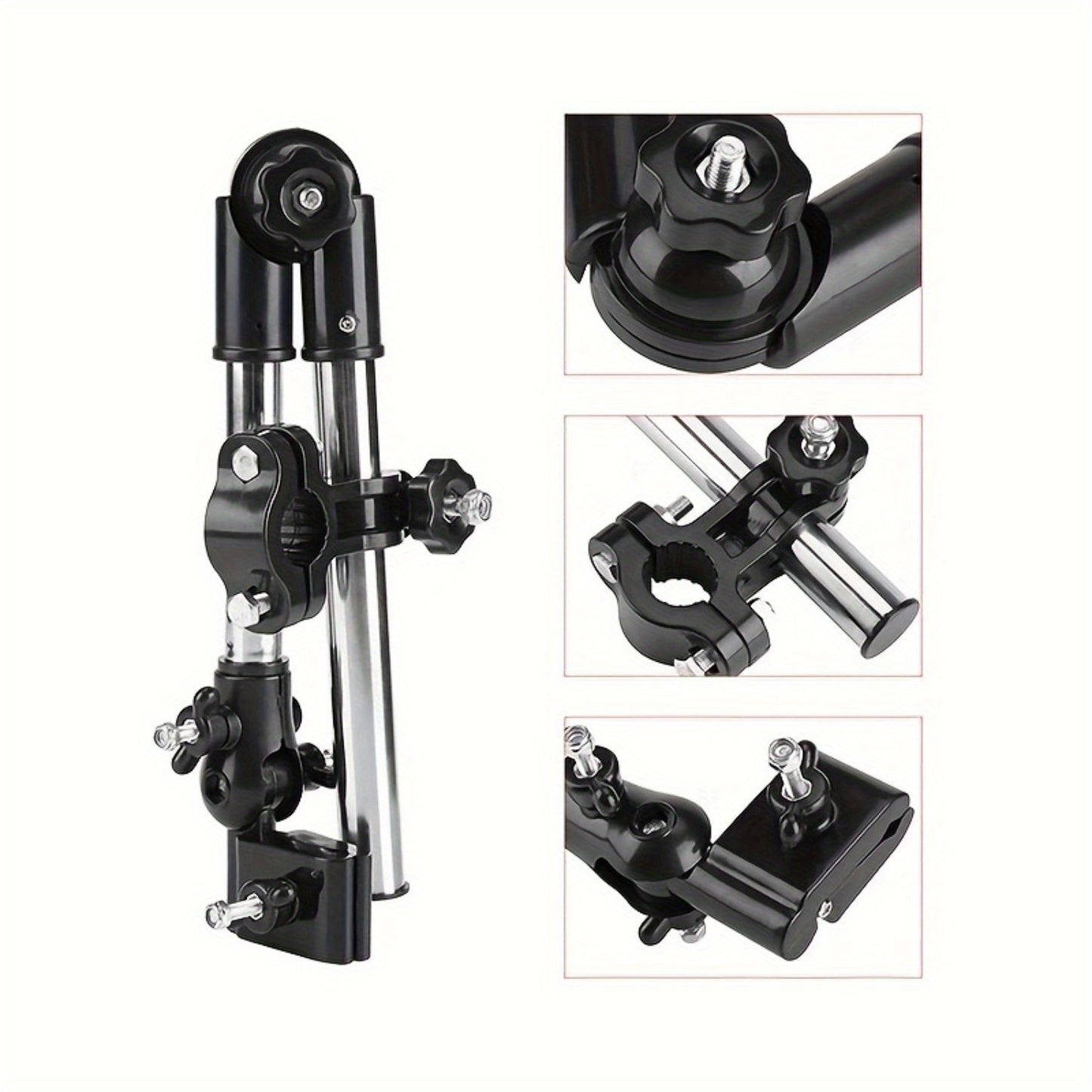[Foldable Heavy Duty Metal] Upgraded Adjustable Stainless Steel Umbrella Stand | Foldable Swivel Design, Suitable for Wheelchairs, Bicycles Heavy Duty 100% Metal Frame | Sun And Rain Protection Safe Universal Installation Black Essential Outdoor Accessori