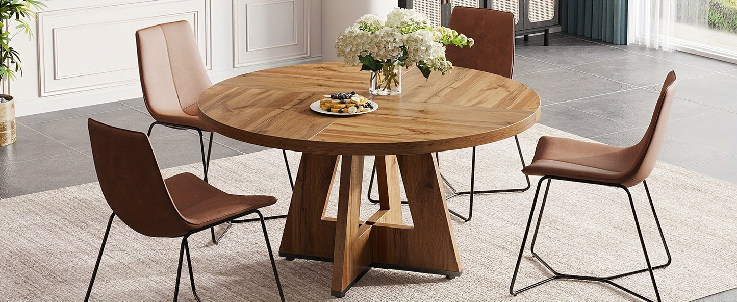 47 Inch Farmhouse Dining Table, Rustic Round Dinner Table for 4, Ideal for Home Dining Room And Living Room, Offering A Countrified Touch to Your Decor
