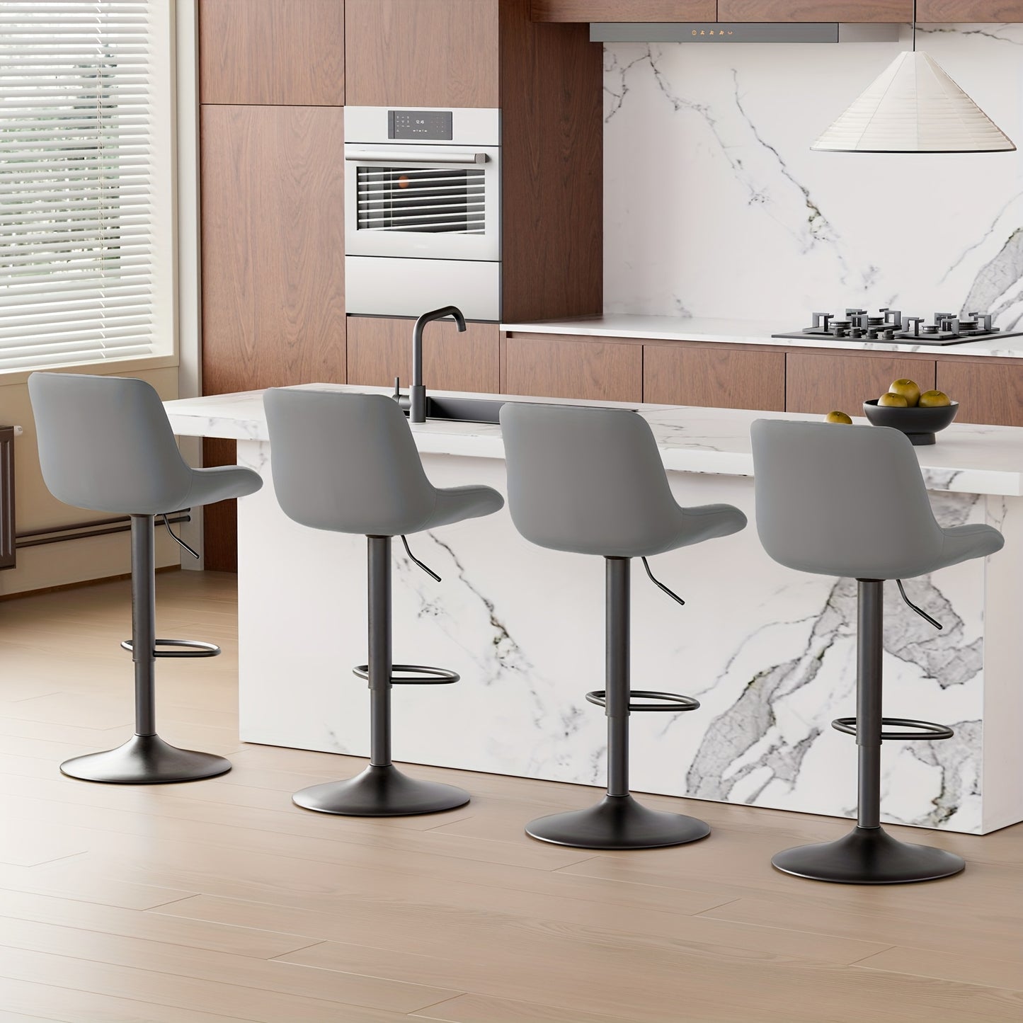 Counter Height Bar Stools Set of 1 2 3 4 Adjustable Swivel Upholstered Barstools with Back & Footrest for Kitchen Counter & Island – 6 Colors