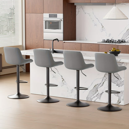 Counter Height Bar Stools Set of 1 2 3 4 Adjustable Swivel Upholstered Barstools with Back & Footrest for Kitchen Counter & Island – 6 Colors