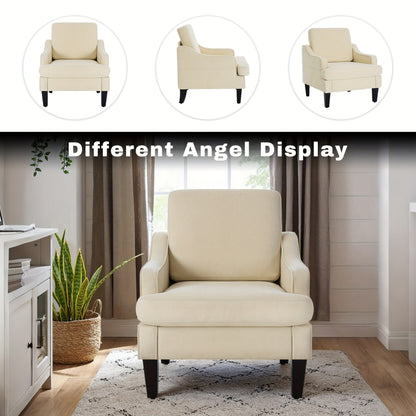 Mid-Century Modern Armchair, Plush Padded Accent Chair With Arms For Living Room Bedroom, Comfortable Lounge Chair For Apartment Waiting Room