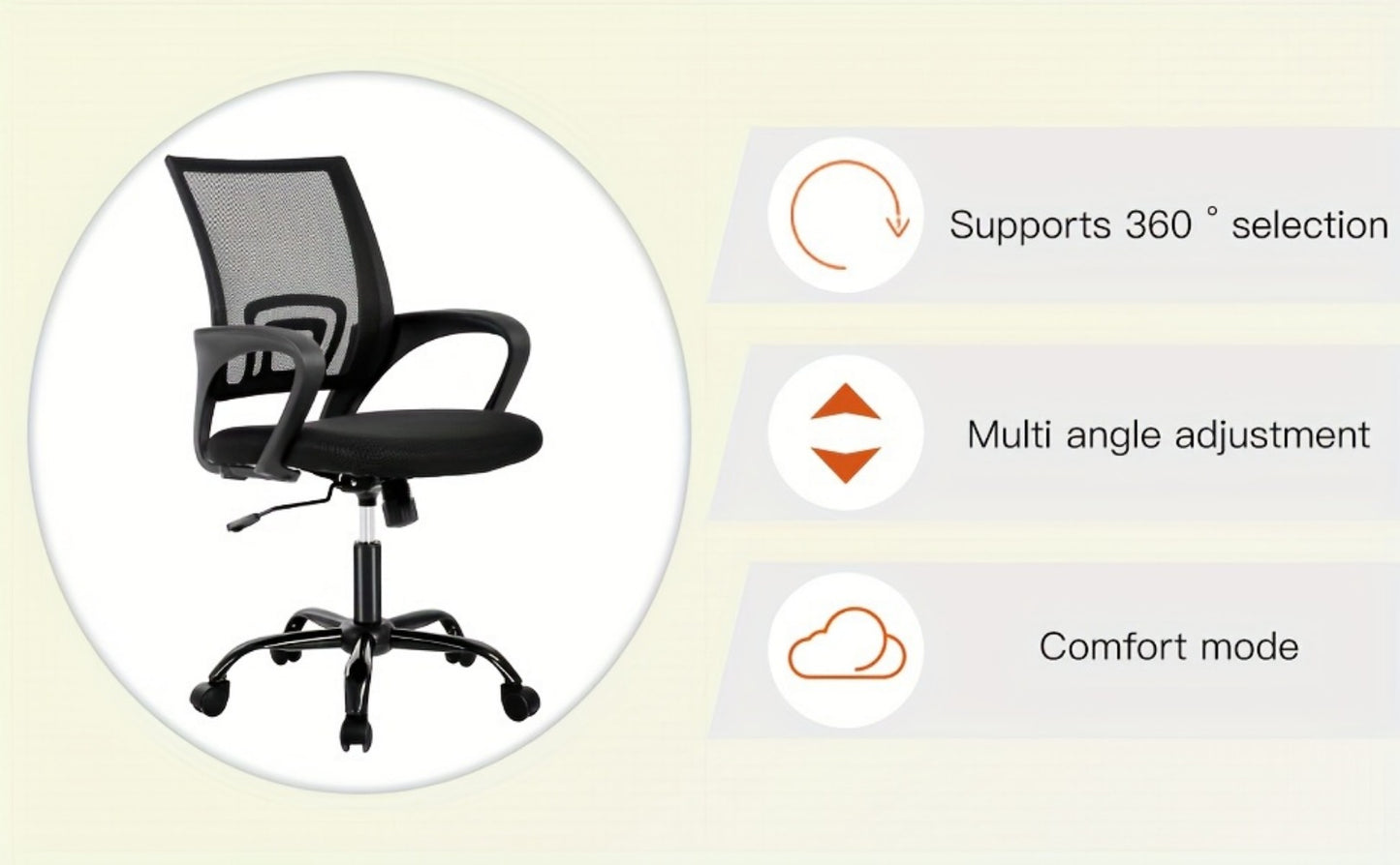 Mid Back Ergonomic Mesh Office Chair with Armrest & Lumbar Support – Swivel Rolling Computer Desk Chair for Home Office & Work, Black, Pink, White, Blue, Grey, Green, Orange, Red