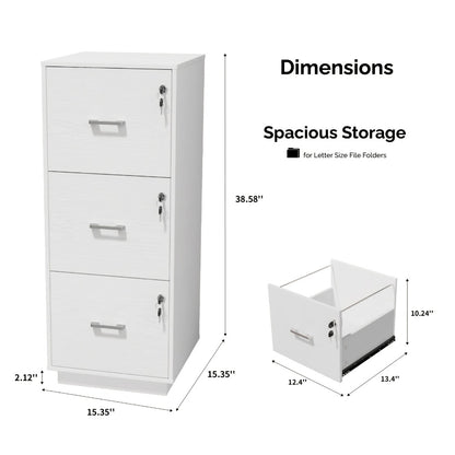 3-Drawer File Cabinet for Organized Everyday Storage in Home Office detail image