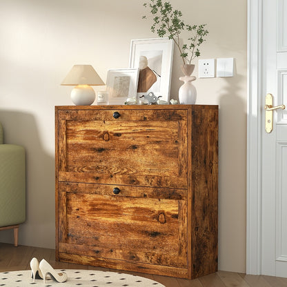 3-Drawer Space-Saving Shoe Cabinet, Covered Shoe Storage for Entryway detail image - detail view 10