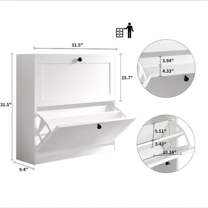 3-Drawer Space-Saving Shoe Cabinet, Covered Shoe Storage for Entryway detail image - detail view 5