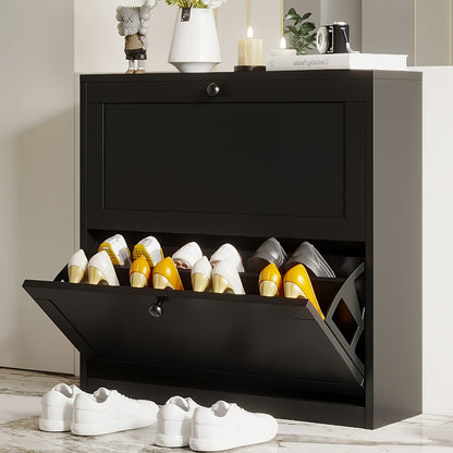 3-Drawer Space-Saving Shoe Cabinet, Covered Shoe Storage for Entryway detail image - detail view 6