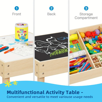 3-in-1 Double-Sided Kids Table And Chair Set with Solid Wood Construction for Kids' Room detail image - detail view 8