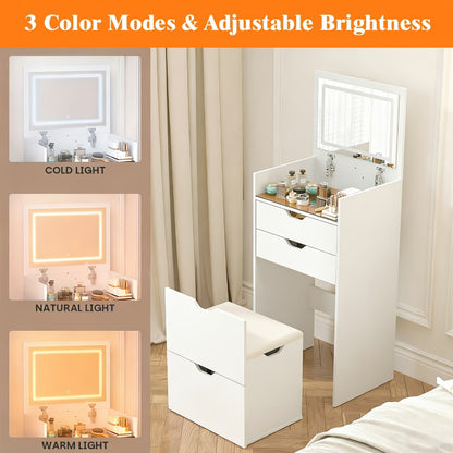 3-in-1 Makeup Vanity Desk, Bedroom Dressing Table for Dressing and Daily Routines detail image - detail view 8