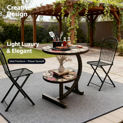 3-in-1 Round Outdoor Coffee Table, Living Room Center Table for Patio detail image - detail view 13
